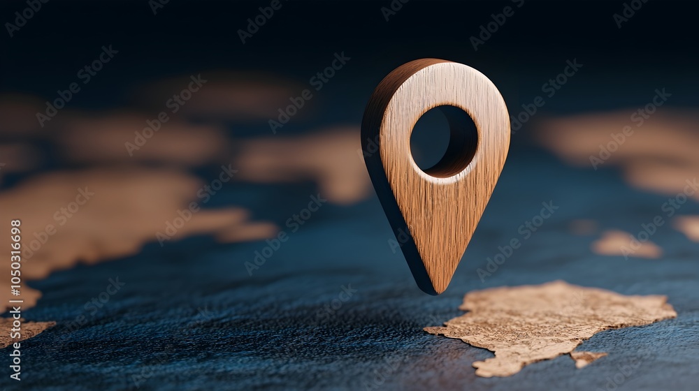 Poster Glowing Blue Map Pin Marking Global Navigation and Connectivity Concept   Close up View of Futuristic Soft Light Highlighting Digital Location and Network