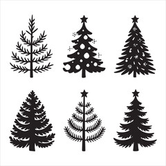 Obraz premium set of Christmas tree silhouette 