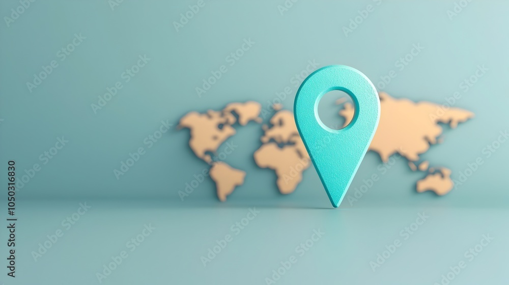 Poster Close up view of a glowing blue navigation pin placed on a digital world map with radiating lines emphasizing travel routes global tracking and worldwide connectivity