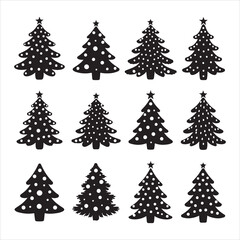 Obraz premium set of Christmas tree silhouette 