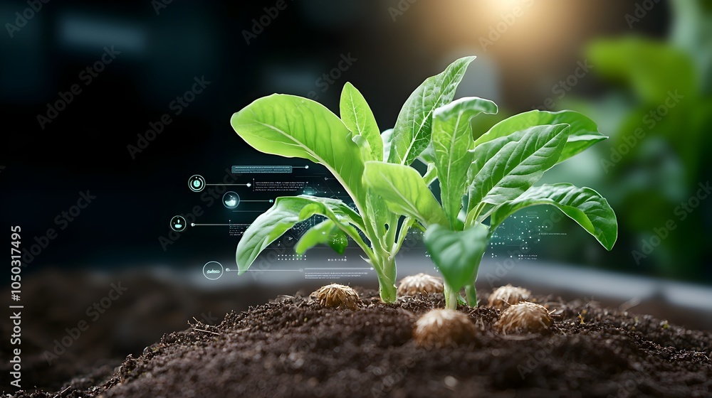 Poster futuristic smart farming showcasing the of precision agriculture data and sustainable growth solutio
