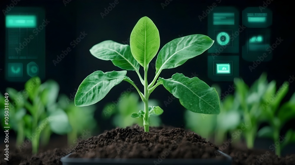Aufkleber smart farming and precision agriculture showcasing sustainable growth with high tech infographics il