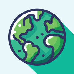 Obraz premium Colorful earth illustration with vibrant green and blue design