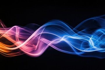 Fototapeta premium A swirling smoke effect with intricate details, forming loops and curves on a black background, creating an elegant and fluid look.