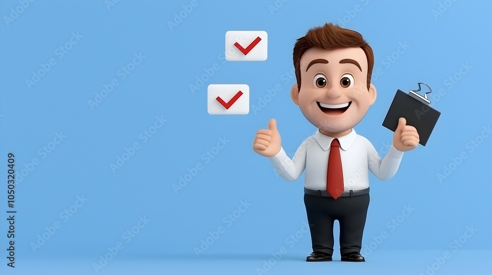 Leinwandbilder of a businessman approving a completed task list with checkmarks symbolizing the achievement and suc