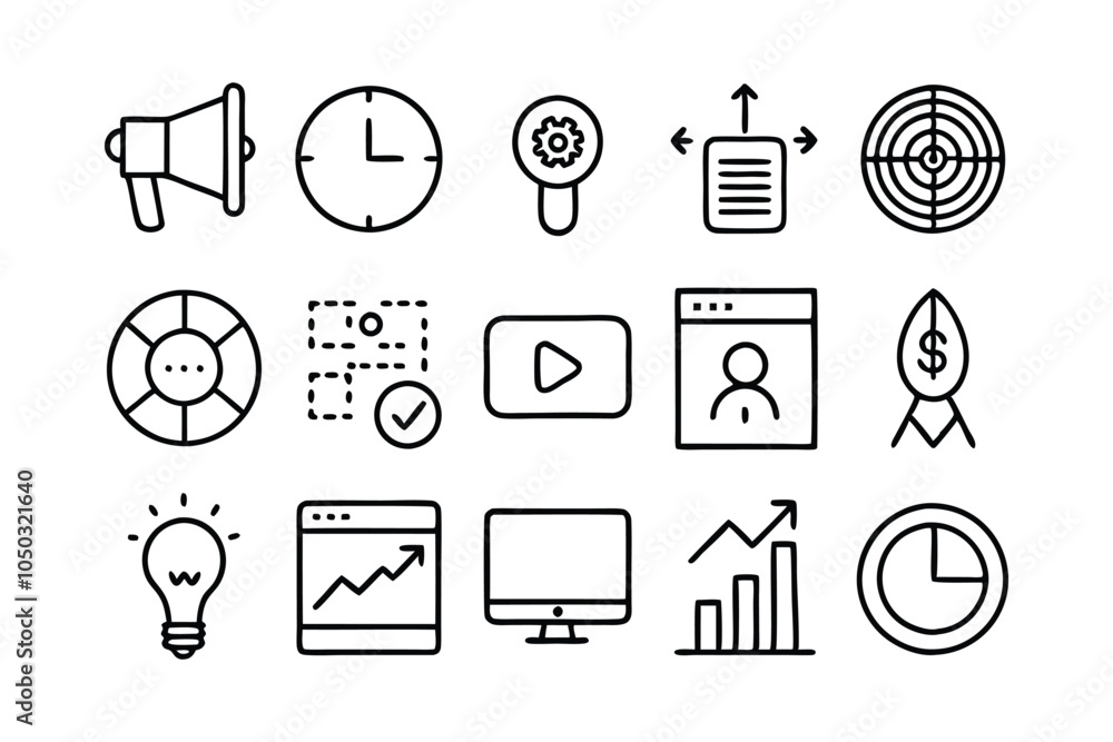 Poster create 15 icons of seo web icons set