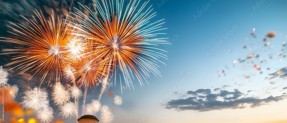 Aufkleber vibrant bursts of colorful fireworks light up the night sky creating a magnificent and display over 