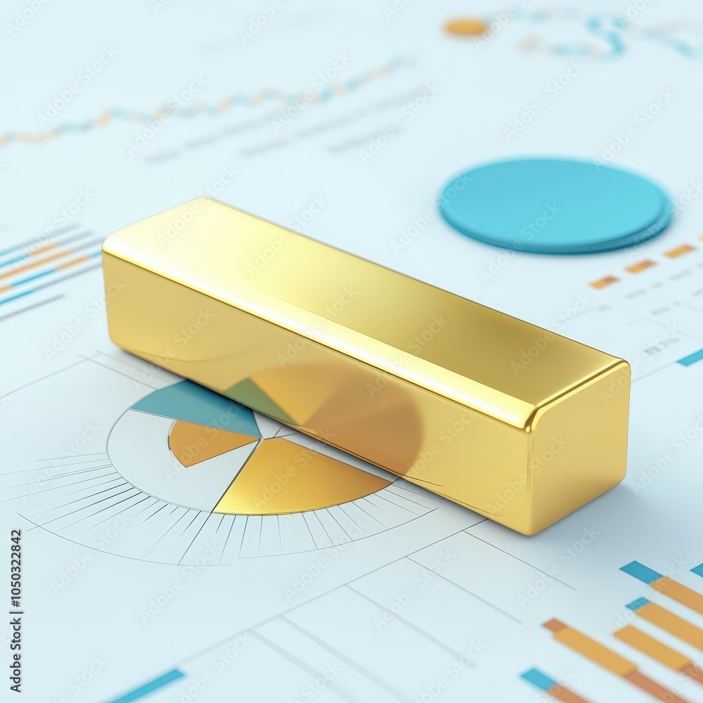 Poster gold bar forming a section of a pie chart, symbolizing resource allocation