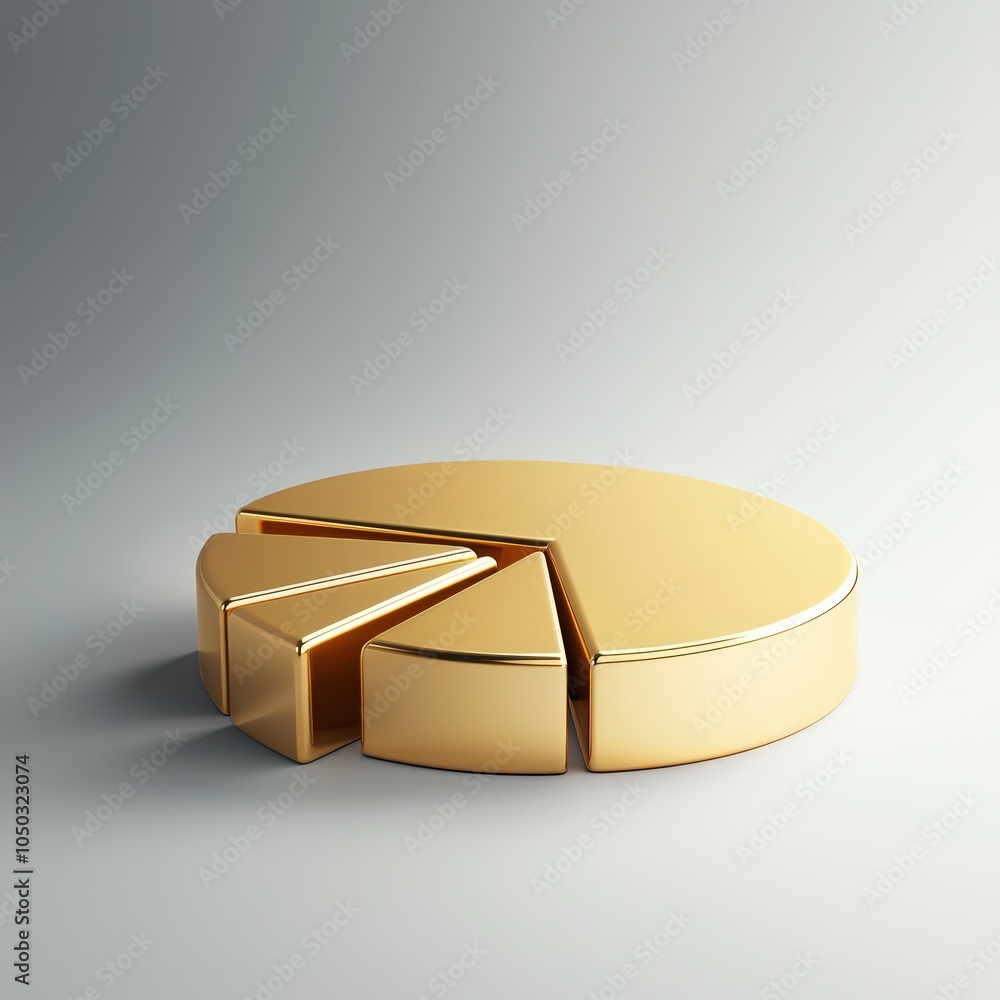Poster gold bar forming a section of a pie chart, symbolizing resource allocation
