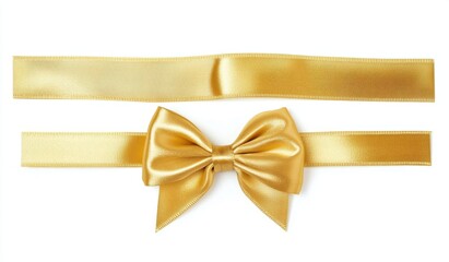 Fototapeta premium Gold Ribbon with Bow Isolated on White Background