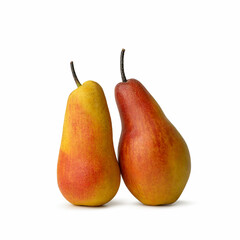 Yellow and red pears isolated on white background