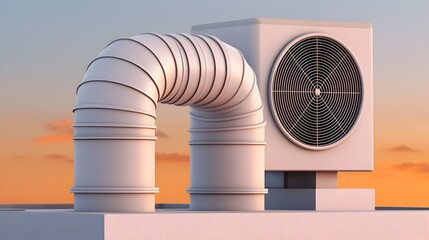 Highly detailed 3D architectural blueprint of a comprehensive ventilation system showcasing the intricate ductwork air handling units and other precise technical components in a clean