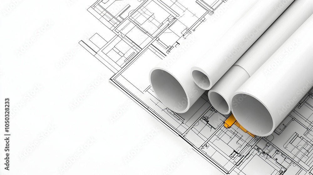 Leinwandbilder Highly detailed 3D blueprint visualization showcasing the intricate ventilation system layout with ducts vents and other components for a comprehensive building design and architecture project