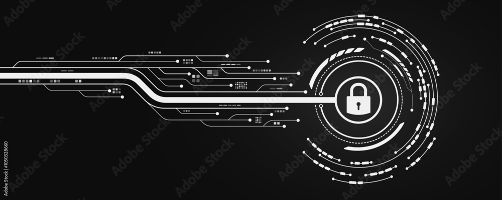 Leinwandbilder Futuristic background for unlocking UI system. Lock scan with digital HUD circle and circuit board. Data security. Touch screen button for user interface. Vector. EPS 10.
