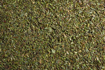 Dry Aromatic Herbs and Flavorful Spices Mix: A Culinary Canvas of Aroma Herb Seasoning. Textured Background for Gourmet Cooking. The Harmonious Combination of Dried Herbs and Spices - Top View