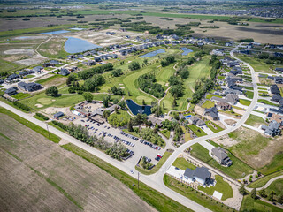 Aerial Drone View of Greenbryre Neighborhood in Saskatoon, Saskatchewan