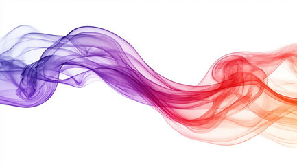 Abstract red and purple smoke waves on a white background.