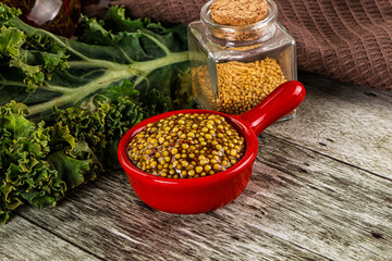 Mustard sauce with seeds in the bowl