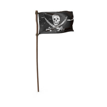 Skull and crossbones black and white pirate flag