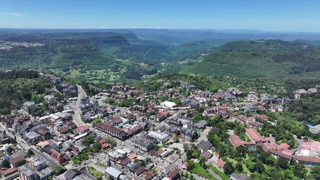Gramado Skyline At Gramado In Rio Grande Do Sul Brazil. Downtown District. Metropolis Landscape. Highrise Buildings. Gramado Skyline At Gramado In Rio Grande Do Sul Brazil. Beautiful City Skyline.