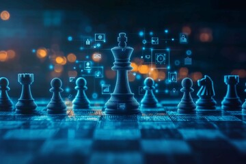 Digital Chess Setup Featuring a White King Piece