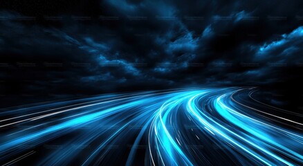 Obraz premium Highway with Car Light Trails at Night
