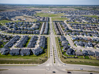 Aerial Drone View of Rosewood Neighborhood in Saskatoon, Saskatchewan