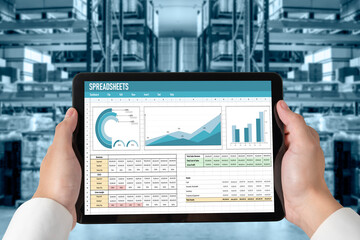 Spreadsheet document information financial startup concept. data and graphs in spreadsheet documents for online analysis project dashboard accounting digital snugly