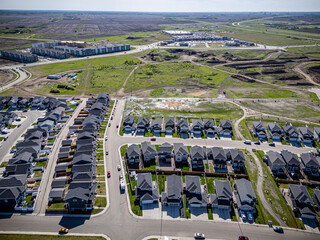 Aerial Drone View of Rosewood Neighborhood in Saskatoon, Saskatchewan