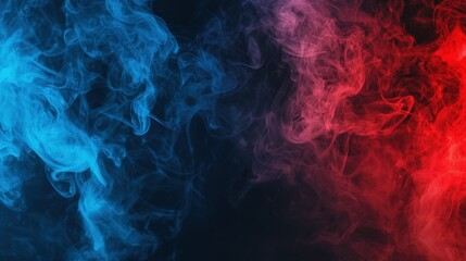 Blue red black smoke, fog, steam, cloud, sky background. Realistic smoky mist, toxic vapor, gas exploding, water evaporation. Magic smoke or fog backdrop for Halloween celebration