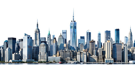 New York city skyline isolated on white background.AI GENERATED