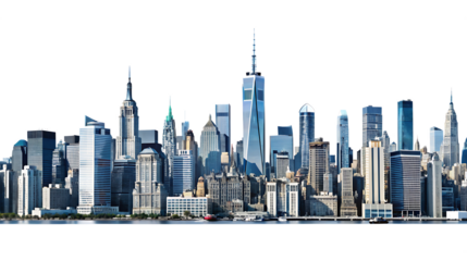 New York city skyline isolated on white background.AI GENERATED