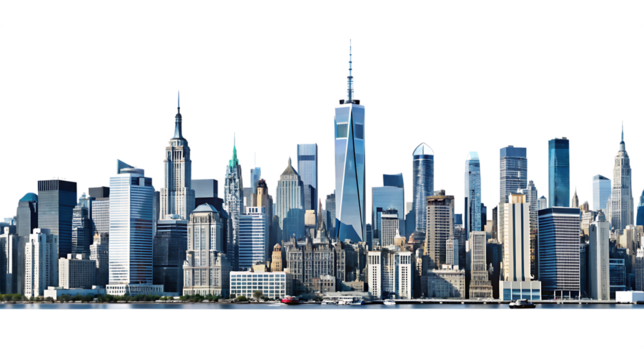 New York city skyline isolated on white background.AI GENERATED
