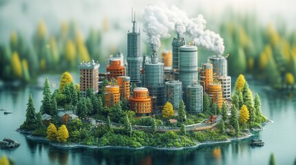 Naklejka premium City on an Island