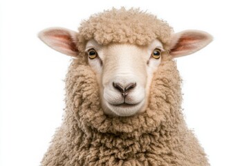 Close-Up Portrait of a Sheep with Fluffy Wool