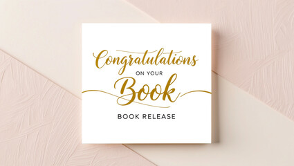 Book release congratulations card featuring a soft, pale pastel background in shades of blush and cream with message Congratulations on your book release