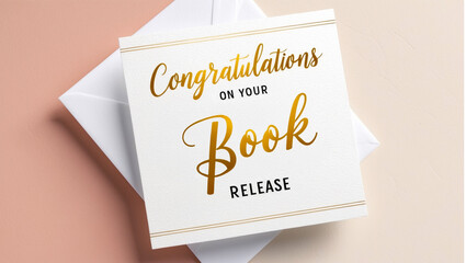 Book release congratulations card featuring a soft, pale pastel background in shades of blush and cream with message Congratulations on your book release
