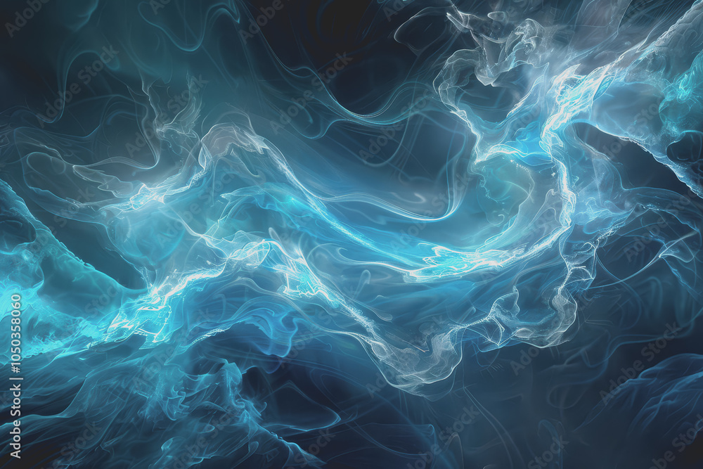 Fototapete spectacular abstract lines and smoke fractal patterns in a chaotic dark theme.