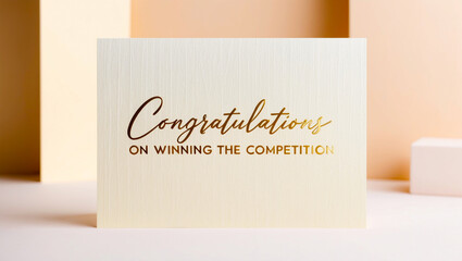 winning competition congratulations card featuring a pastel , minimalist greeting card with hand drawn golden typography message Congratulations On Winning The Competition