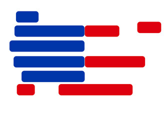 Obraz premium shape of the map of the USA, red blue, isolated as symbol icon, style design colors of the american flag, United States of America