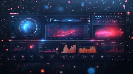 Obraz premium Business strategy dashboard with futuristic big data display and square noise