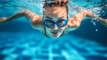 Naklejka premium portrait of a woman in the pool