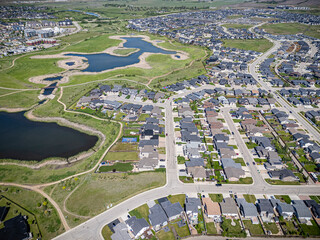 Aerial Drone View of Rosewood Neighborhood in Saskatoon, Saskatchewan