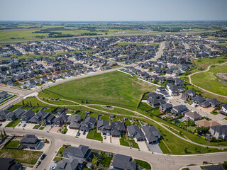 Aerial Drone View of Rosewood Neighborhood in Saskatoon, Saskatchewan