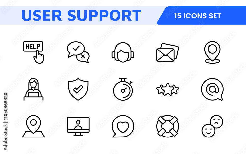 Sticker customer support icon set. icons for enhancing user assistance, perfect for help centers, chat inter