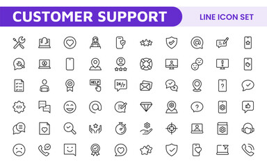 Customer Support Icon Set.  Icons for enhancing user assistance, perfect for help centers, chat interfaces, and service platforms to streamline communication and improve user experience.