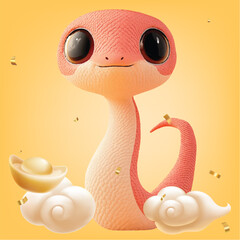 Chinese New Year 2025, 3D snake in the cloud 