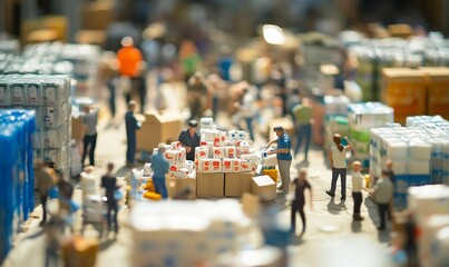 Obraz premium Miniature people working in a warehouse.