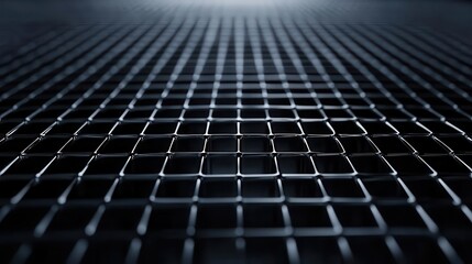 distorted black grid background presenting an abstract perspective, ideal for creative projects that require an edgy and unique visual approach