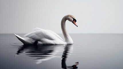 Obraz premium Graceful Swan Gliding on Still Water